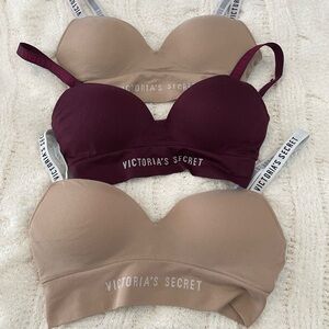 Victoria's Secret Women's Push Up Bra Set - Burgundy and Tan